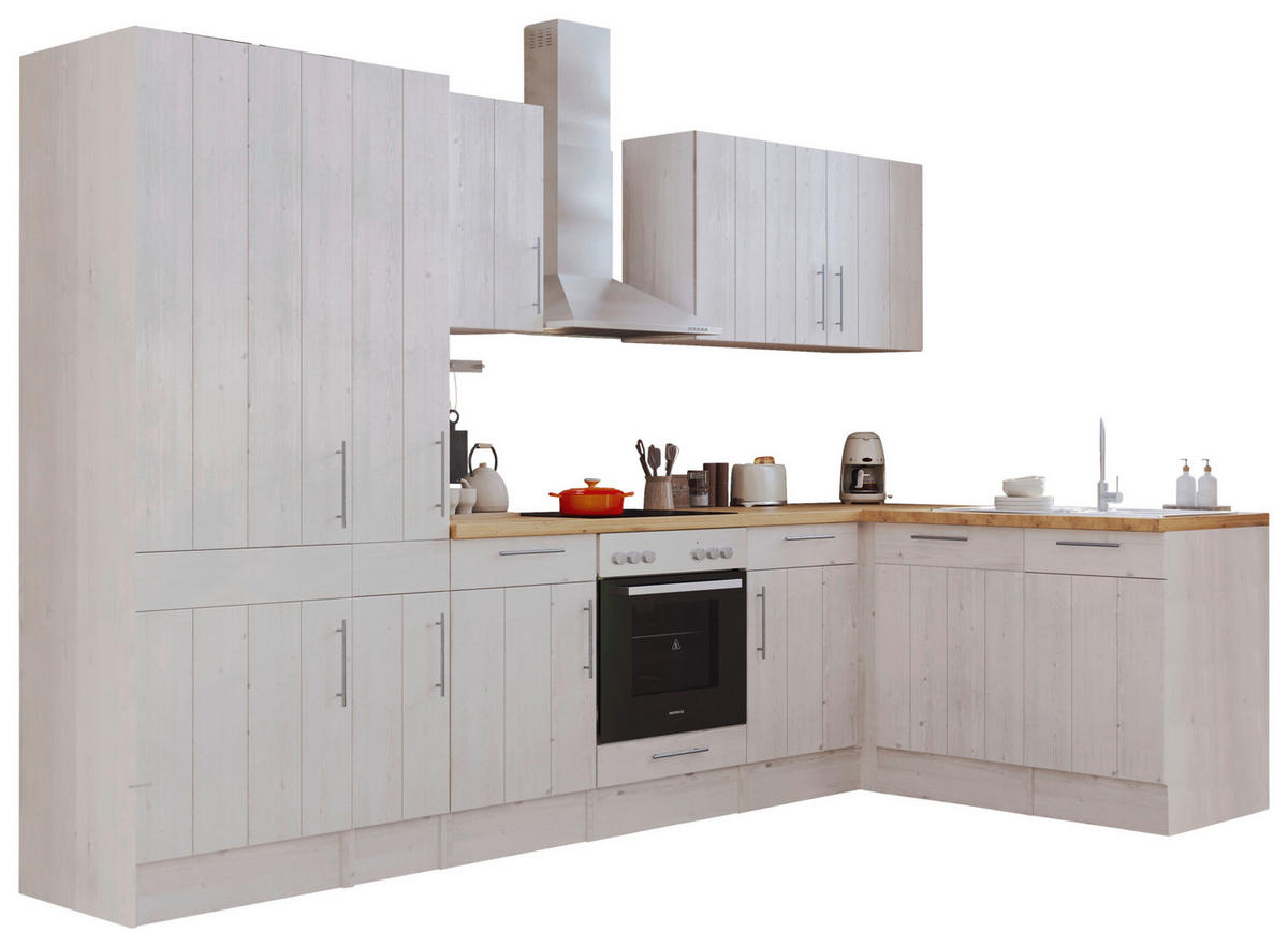 ECKKÜCHE 310/172 cm  in Weiss  - Weiss/Eichefarben, Romantik / Landhaus, Holzwerkstoff/Metall (310/172cm) - Respekta