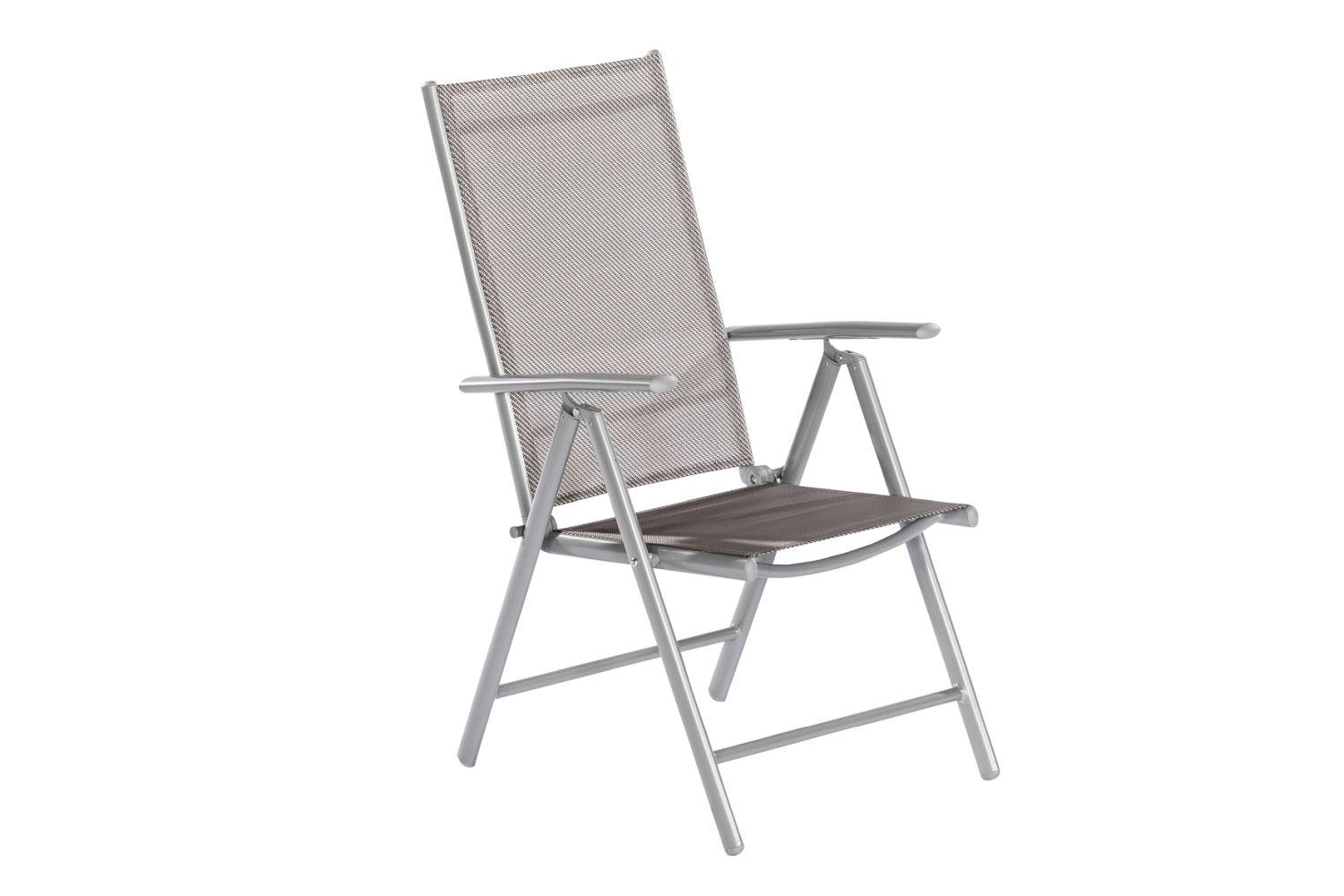 GARTENKLAPPSESSEL-SET Aluminium Braun, Silberfarben  - Silberfarben/Braun, ROMANTIK / LANDHAUS, Textil/Metall (57/108/65cm) - Ambia Garden