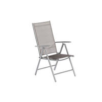 GARTENKLAPPSESSEL-SET Aluminium Braun, Silberfarben  - Silberfarben/Braun, ROMANTIK / LANDHAUS, Textil/Metall (57/108/65cm) - Ambia Garden