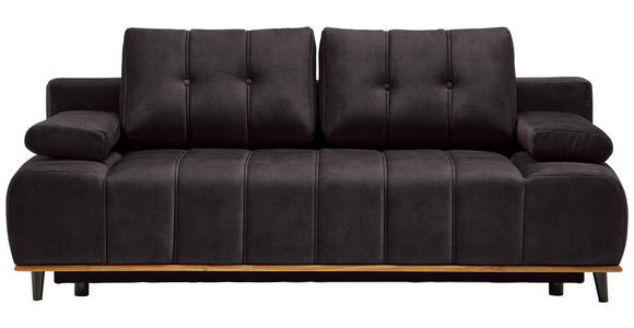 SCHLAFSOFA mit Stoffauswahl, Rücken echt Webstoff Graphitfarben - Schwarz/Graphitfarben, Design, Holz/Textil (206/77-87/102cm) - Novel