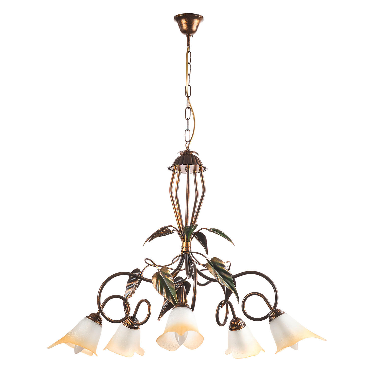 KRONLEUCHTER 90/130 cm   - Bronzefarben/Olivgrün, Natur, Glas/Metall (90/130cm)