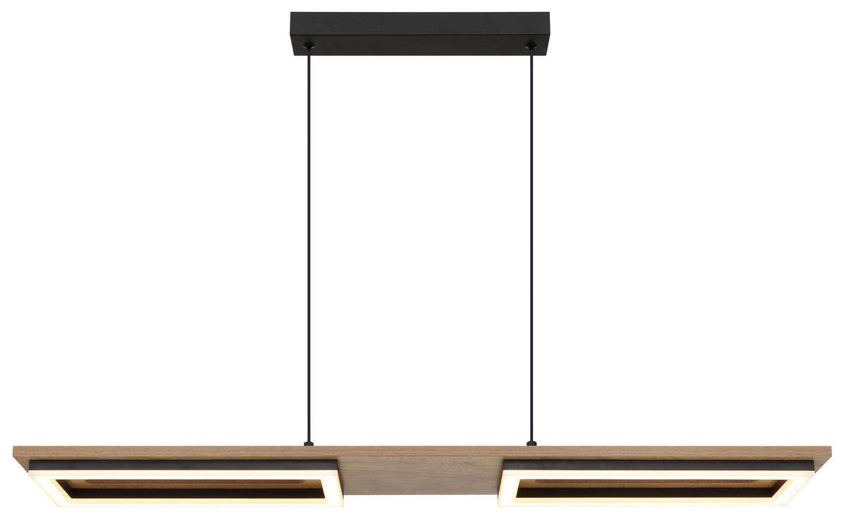 LED-HÄNGELEUCHTE 90/18/120 cm  - Dunkelbraun/Opal, Design, Holzwerkstoff/Kunststoff (90/18/120cm) - Globo