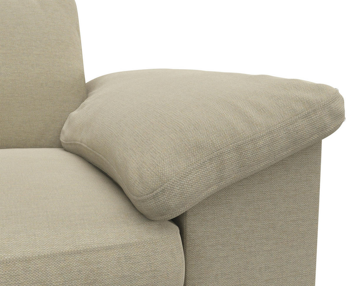 ECKSOFA Beige Chenille, Webstoff, Flachgewebe  - Beige/Schwarz, Design, Textil/Metall (247/225cm) - Livetastic