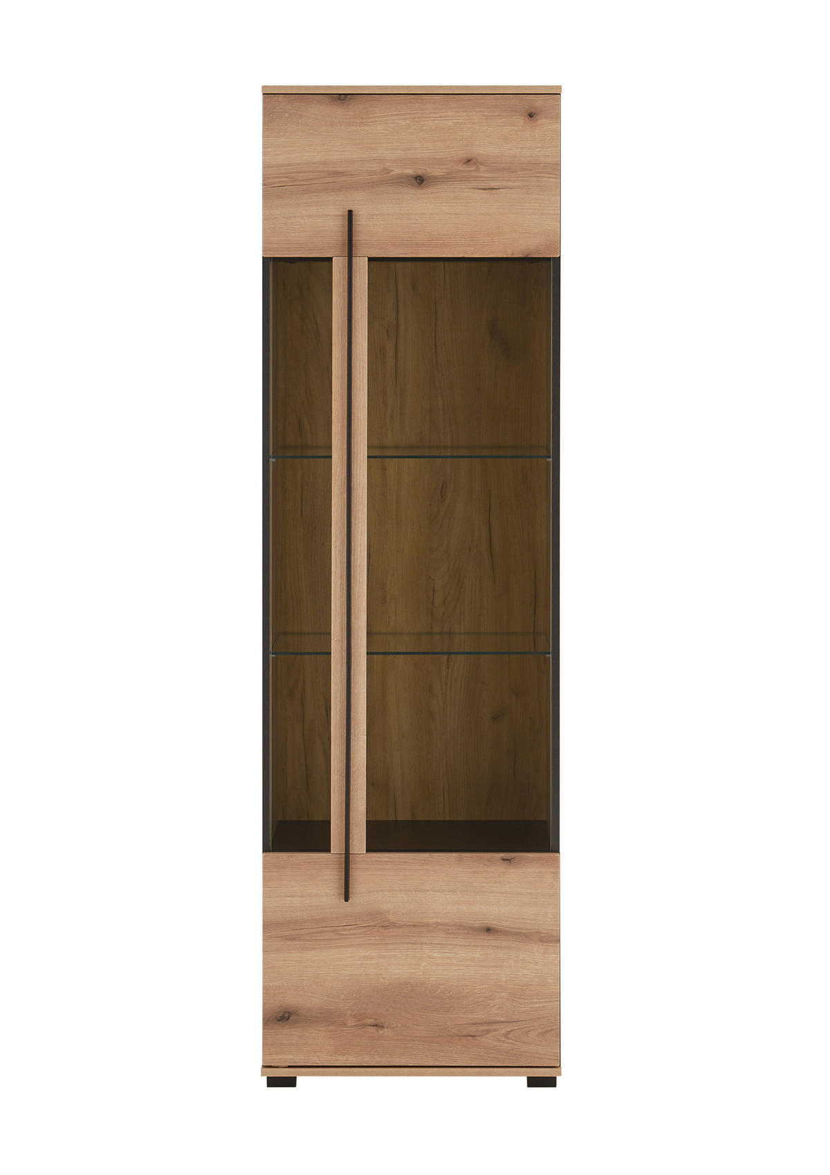 VITRINE  in Eichefarben  - Eichefarben/Schwarz, Design, Glas/Holzwerkstoff (60/200/37cm) - Livetastic
