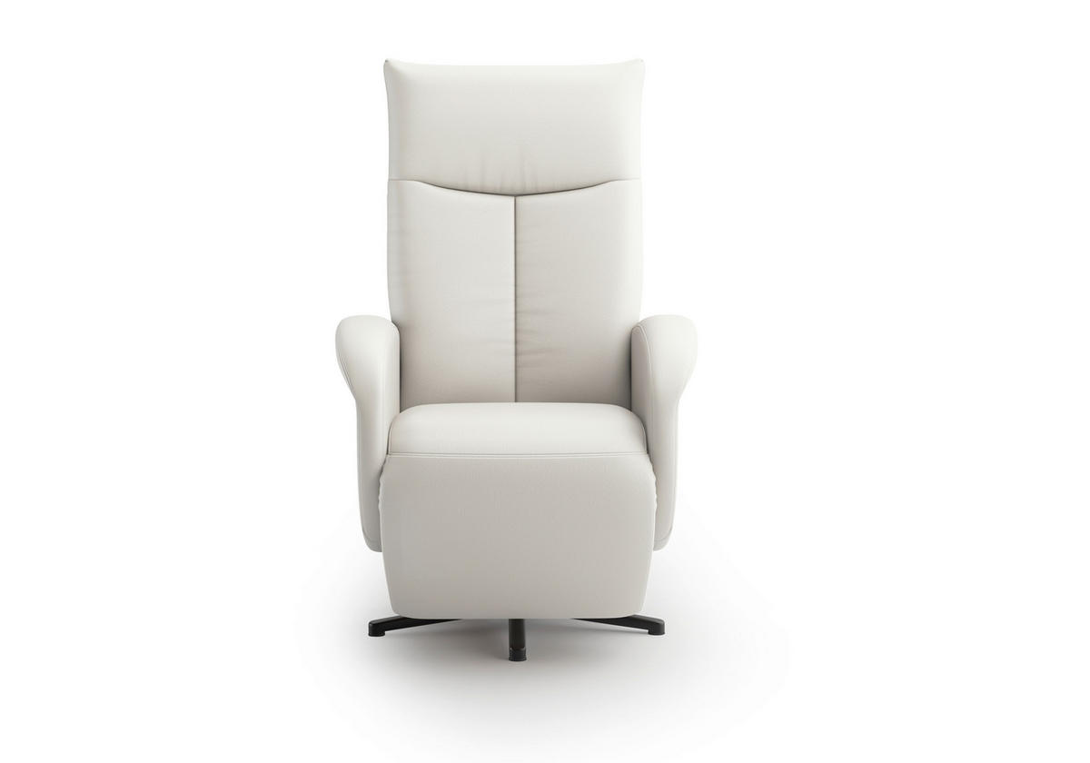 DREHSTUHL Weiß  - Schwarz/Weiß, MODERN, Leder/Metall (75/112/82cm) - Sit & More