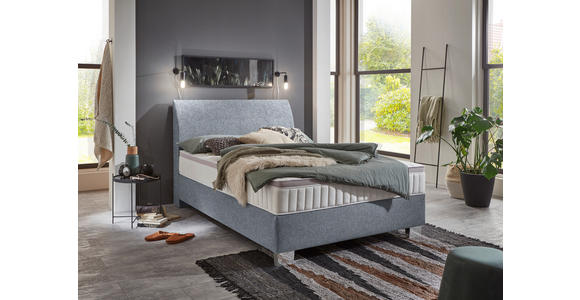 BOXSPRINGBETT 140/200 cm  in Grau  - Chromfarben/Grau, KONVENTIONELL, Kunststoff/Textil (140/200cm) - Hom`in