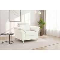 SESSEL in Echtleder Weiß  - Chromfarben/Weiß, Basics, Leder/Metall (101/84/93cm) - Sit & More