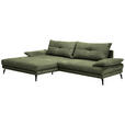 ECKSOFA Dunkelgrün Flachgewebe  - Dunkelgrün/Schwarz, Design, Textil/Metall (176/294cm) - Carryhome