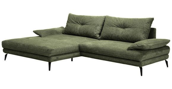 ECKSOFA Dunkelgrün Flachgewebe  - Dunkelgrün/Schwarz, Design, Textil/Metall (176/294cm) - Carryhome