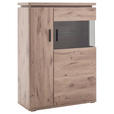HIGHBOARD Eiche dunkel 90/124/38 cm - Eiche dunkel/Anthrazit, KONVENTIONELL, Glas/Holzwerkstoff (90/124/38cm) - Cantus