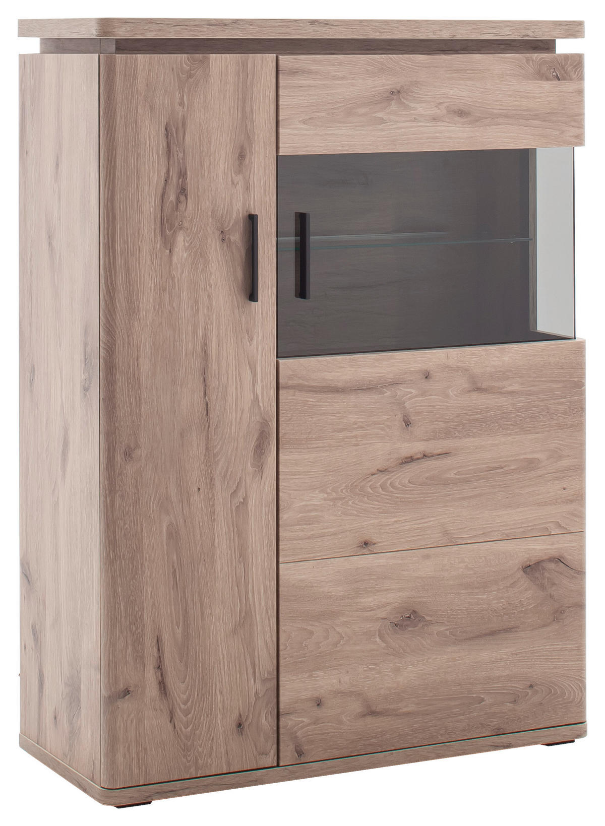HIGHBOARD Eiche dunkel  90/124/38 cm  - Eiche dunkel/Anthrazit, Konventionell, Glas/Holzwerkstoff (90/124/38cm) - Cantus