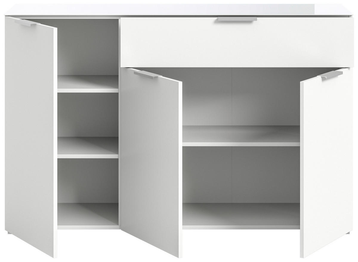 KOMODA, bela  - srebrne barve/črna, Design, kovina/umetna masa (135/86/40cm) - Livetastic