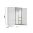 SCHWEBETÜRENSCHRANK 301/223/68 cm 3-türig Grau, Weiß  - Chromfarben/Weiß, KONVENTIONELL, Glas/Holzwerkstoff (301/223/68cm) - Novel