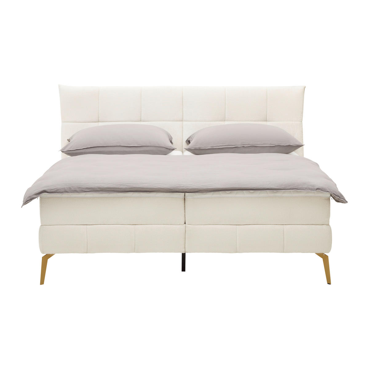 BOXSÄNG 180/200 cm  i cremefärgad  - guldfärgad/cremefärgad, metall/trämaterial (180/200cm) - Visionight