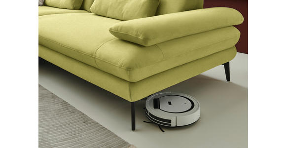 ECKSOFA  in Chenille, Flachgewebe Hellgrün  180/284 cm  - Schwarz/Hellgrün, Design, Textil/Metall (180/284cm) - Dieter Knoll