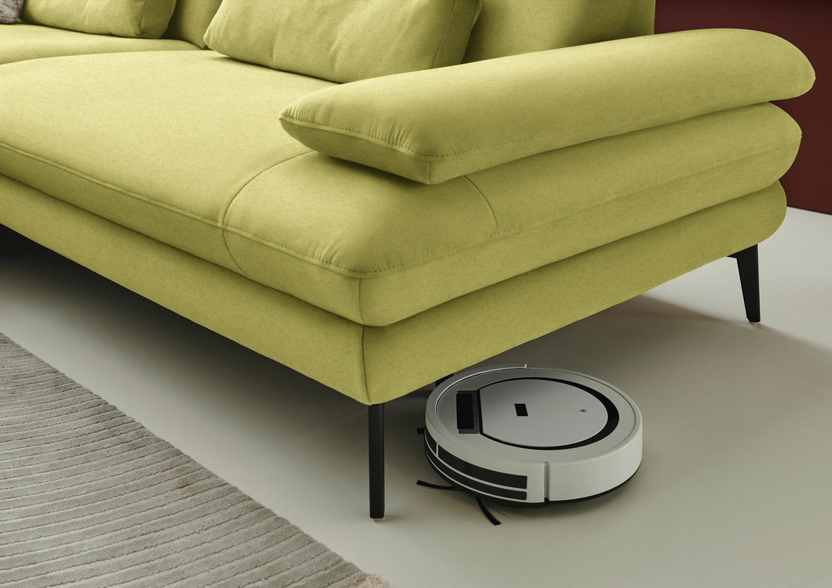 ECKSOFA Chenille, Flachgewebe Hellgrün  - Schwarz/Hellgrün, Design, Textil/Metall (180/284cm) - Dieter Knoll