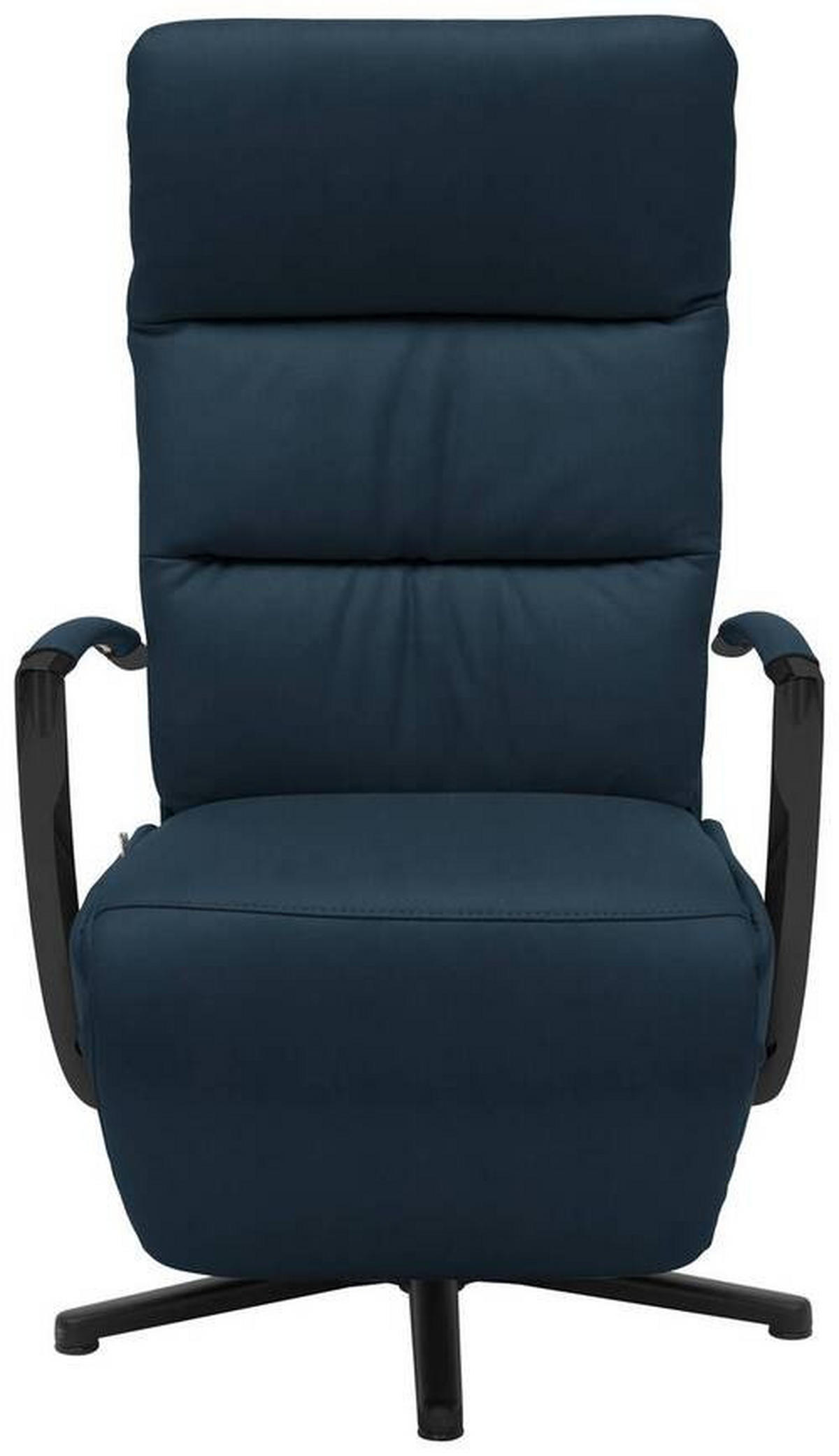 RELAXSESSEL in Leder Dunkelblau  - Schwarz/Dunkelblau, Design, Leder/Metall (64/112/80cm) - Cantus