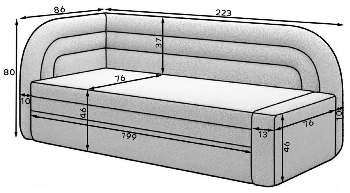 RÉCAMIERE Webstoff Beige  - Beige/Schwarz, Design, Kunststoff/Textil (86/80/223cm) - MID.YOU