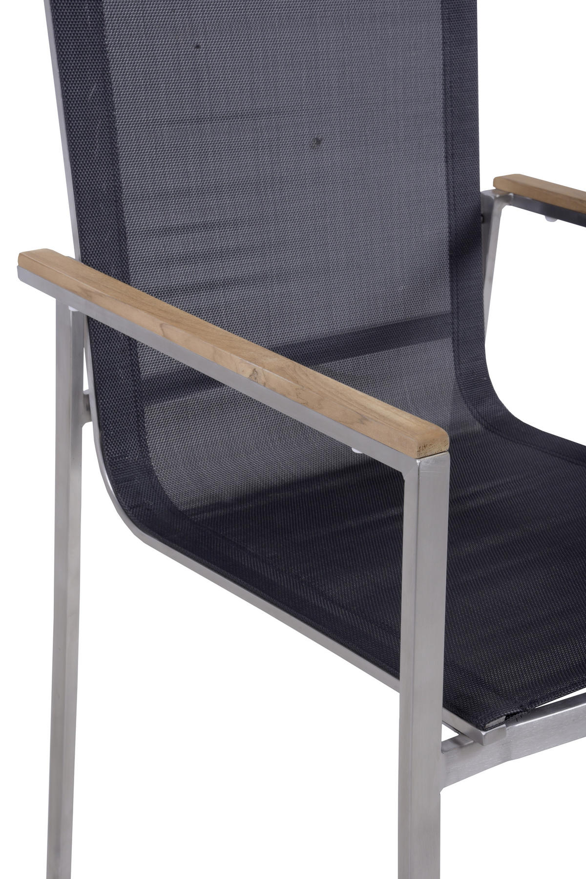 GARTENSTUHL-SET Holz, Metall, Kunststoff Schwarz, Silberfarben, Teakfarben  - Silberfarben/Schwarz, Basics, Holz/Kunststoff (58/86/55cm) - Gardenson