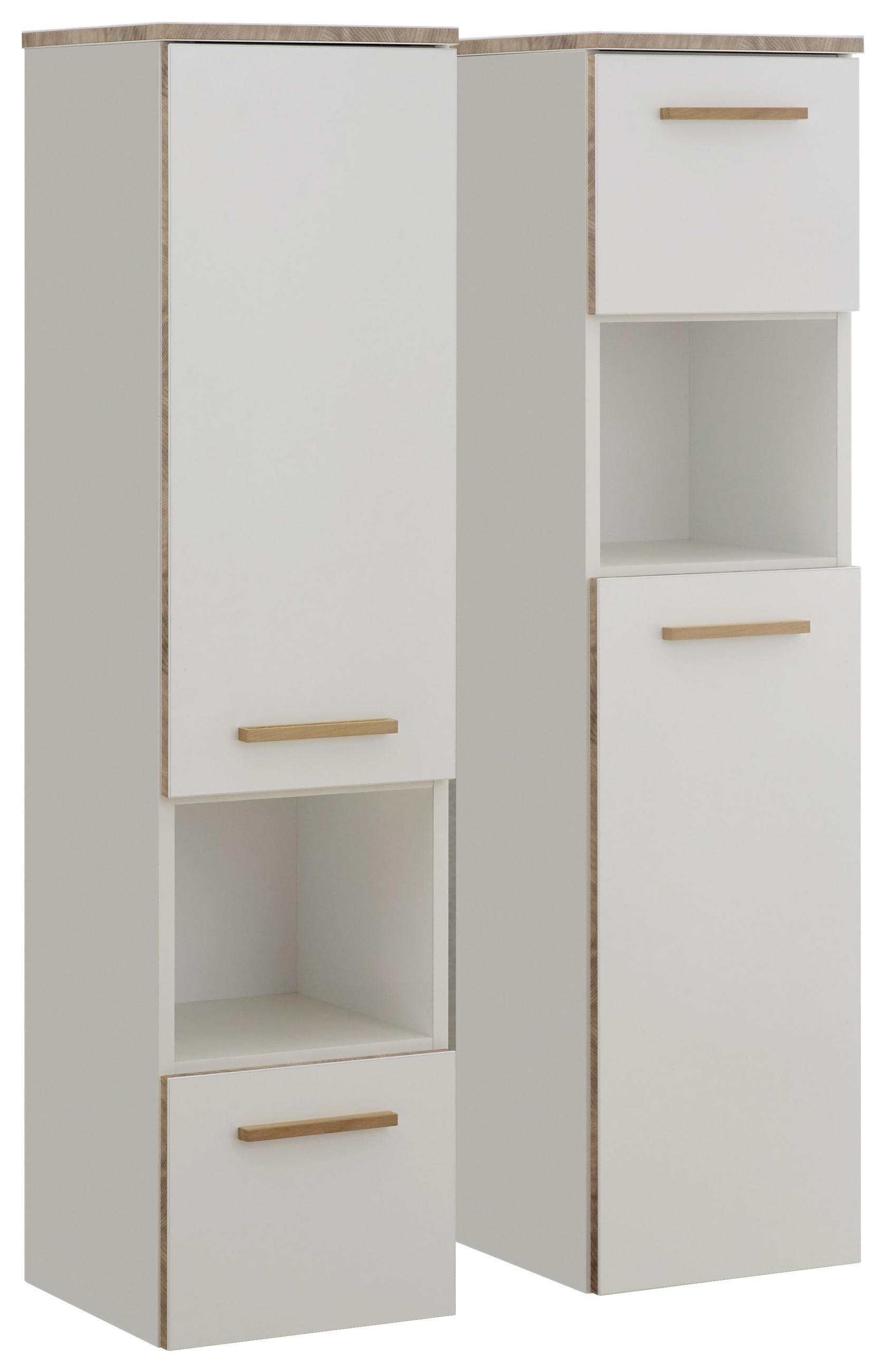 MIDISCHRANK 30/122,5/33 cm  - Eichefarben/Weiß, KONVENTIONELL, Holz/Holzwerkstoff (30/122,5/33cm) - Xora