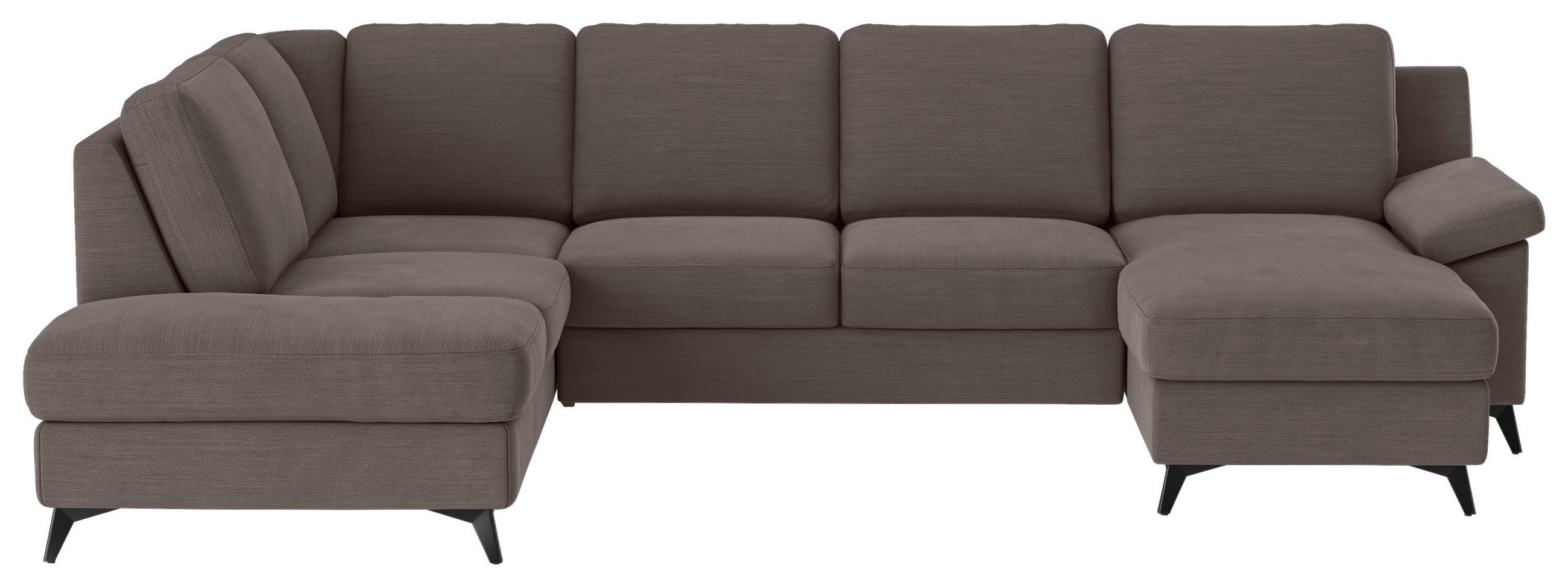 WOHNLANDSCHAFT Taupe Flachgewebe  - Taupe/Schwarz, KONVENTIONELL, Textil/Metall (204/309/156cm) - Cotta