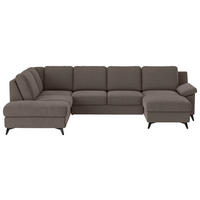 WOHNLANDSCHAFT Taupe Flachgewebe  - Taupe/Schwarz, KONVENTIONELL, Textil/Metall (204/309/156cm) - Cotta