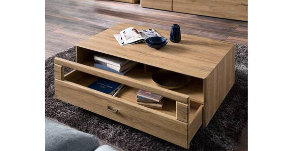 COUCHTISCH 115/70/45 cm rechteckig Eichefarben - Eichefarben/Silberfarben, KONVENTIONELL, Holzwerkstoff/Metall (115/70/45cm) - Cantus