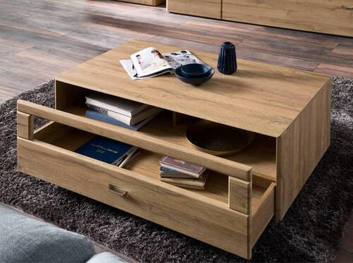 COUCHTISCH in Holzwerkstoff 115/70/45 cm  - Eichefarben/Silberfarben, Konventionell, Holzwerkstoff/Metall (115/70/45cm) - Cantus