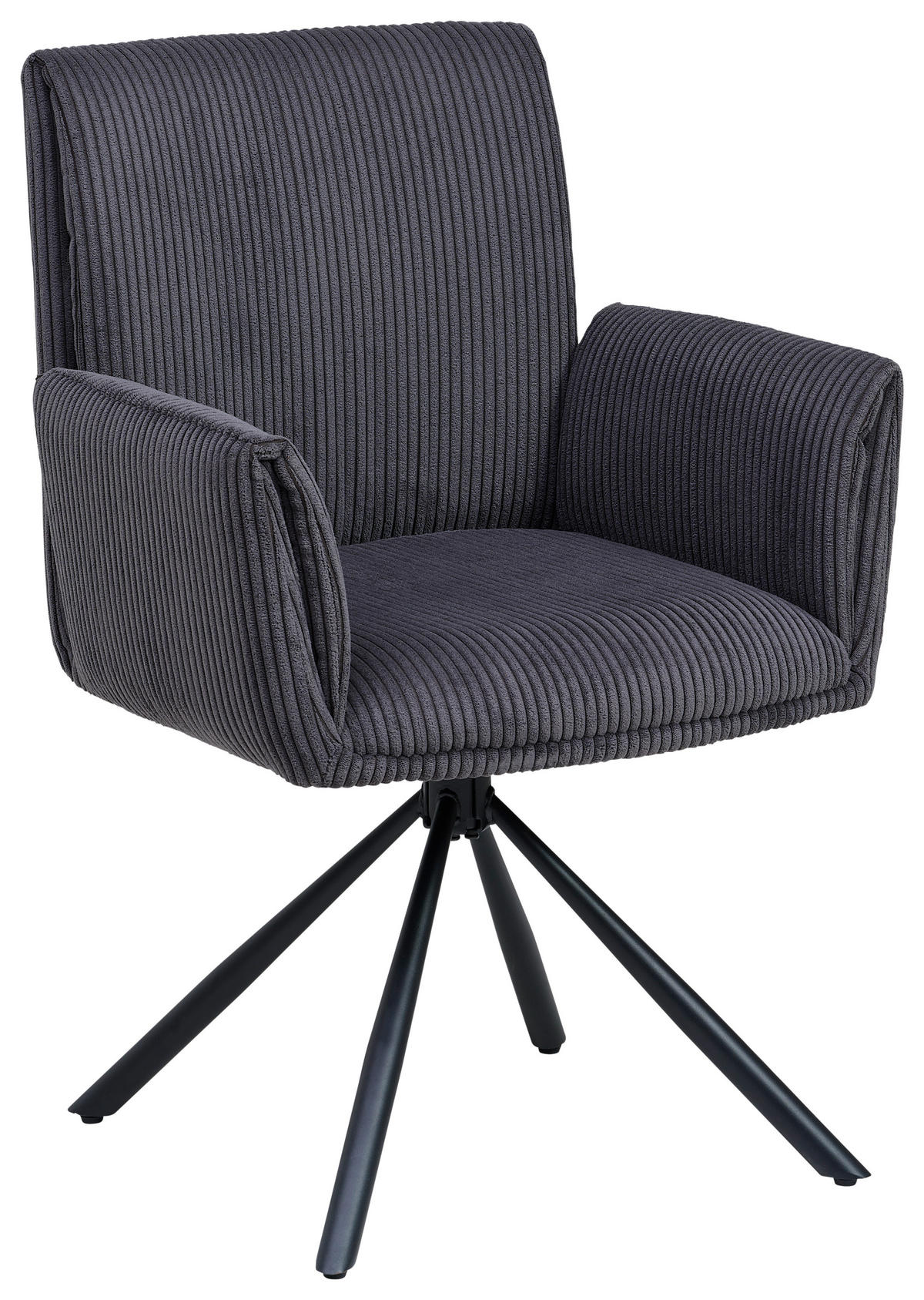 ARMLEHNSTUHL  in Eisen Cord  - Anthrazit/Schwarz, MODERN, Textil/Metall (65/90/62cm) - MID.YOU