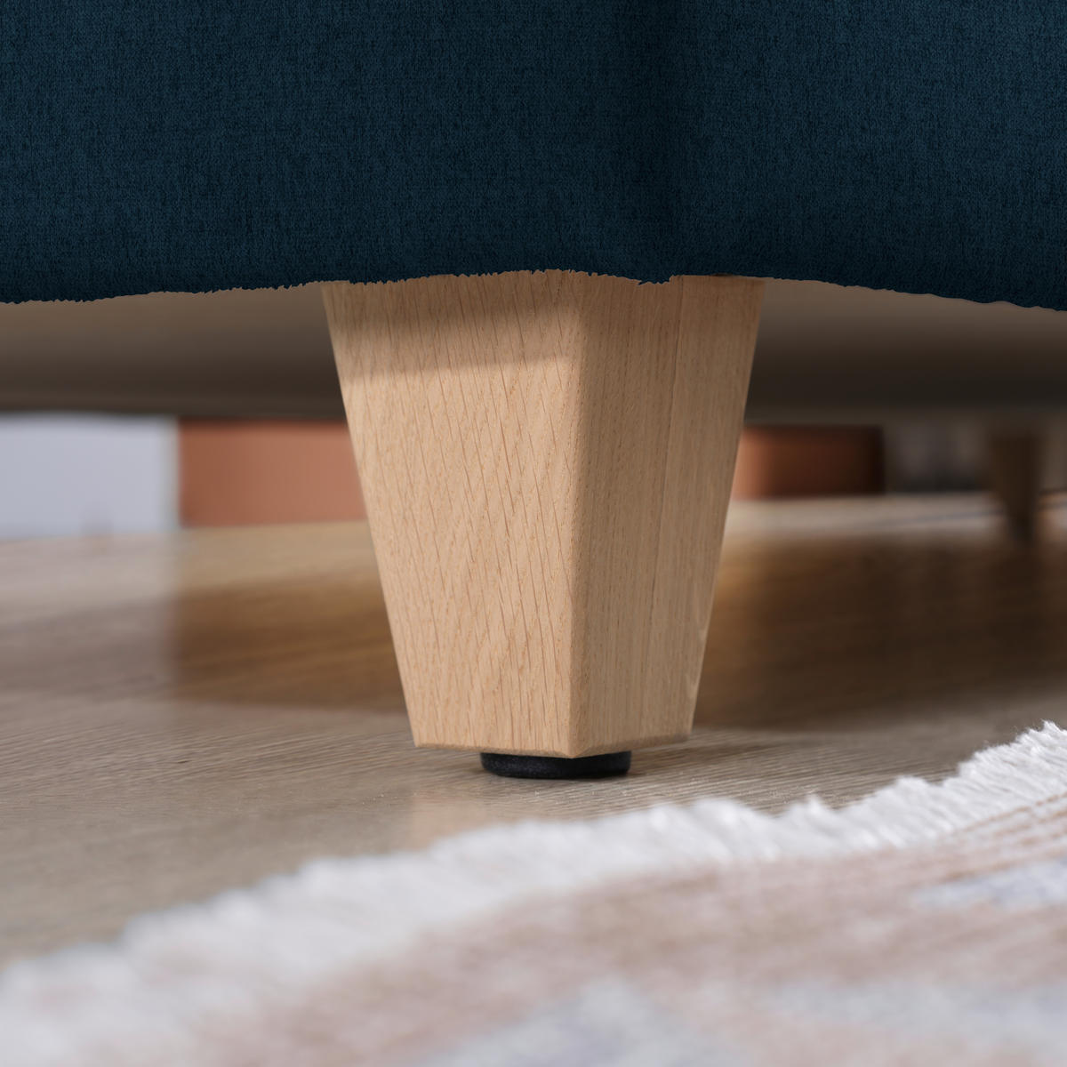 ECKSOFA in Flachgewebe Dunkelblau  203/261 cm  - Eichefarben/Dunkelblau, KONVENTIONELL, Holz/Textil (203/261cm) - Sedda