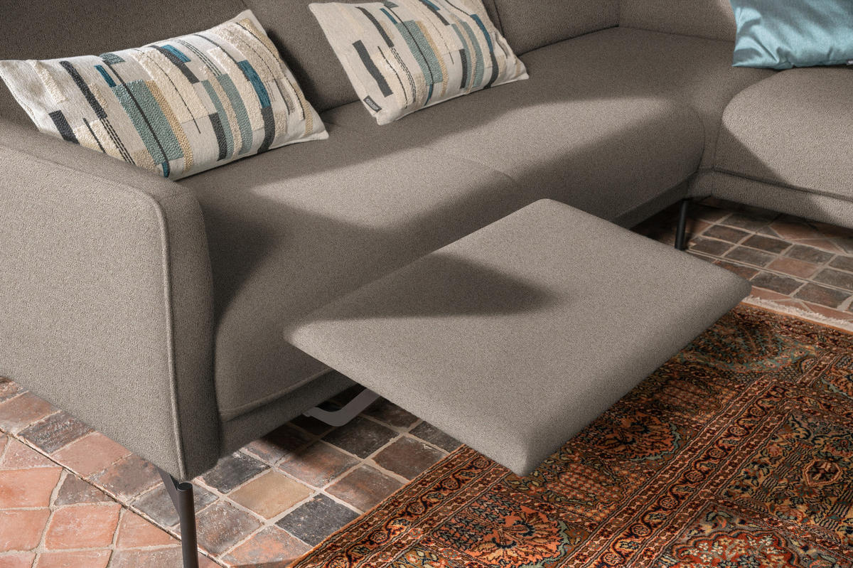 ECKSOFA in Flachgewebe, Struktur Hellbraun  - Hellbraun/Anthrazit, Design, Textil/Metall (254/230cm) - Johann Jakob