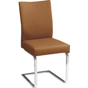 SCHWINGSTUHL in Leder, Metall Chromfarben, Hellbraun - Chromfarben/Hellbraun, Design, Leder/Metall (47/95/59cm) - NOVEL