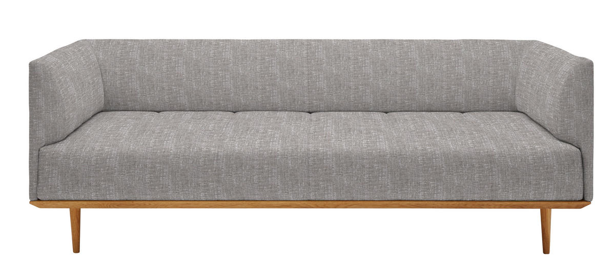 BIGSOFA in Flachgewebe Grau  - Grau, Modern, Holz/Textil (220/77/120cm) - Joka