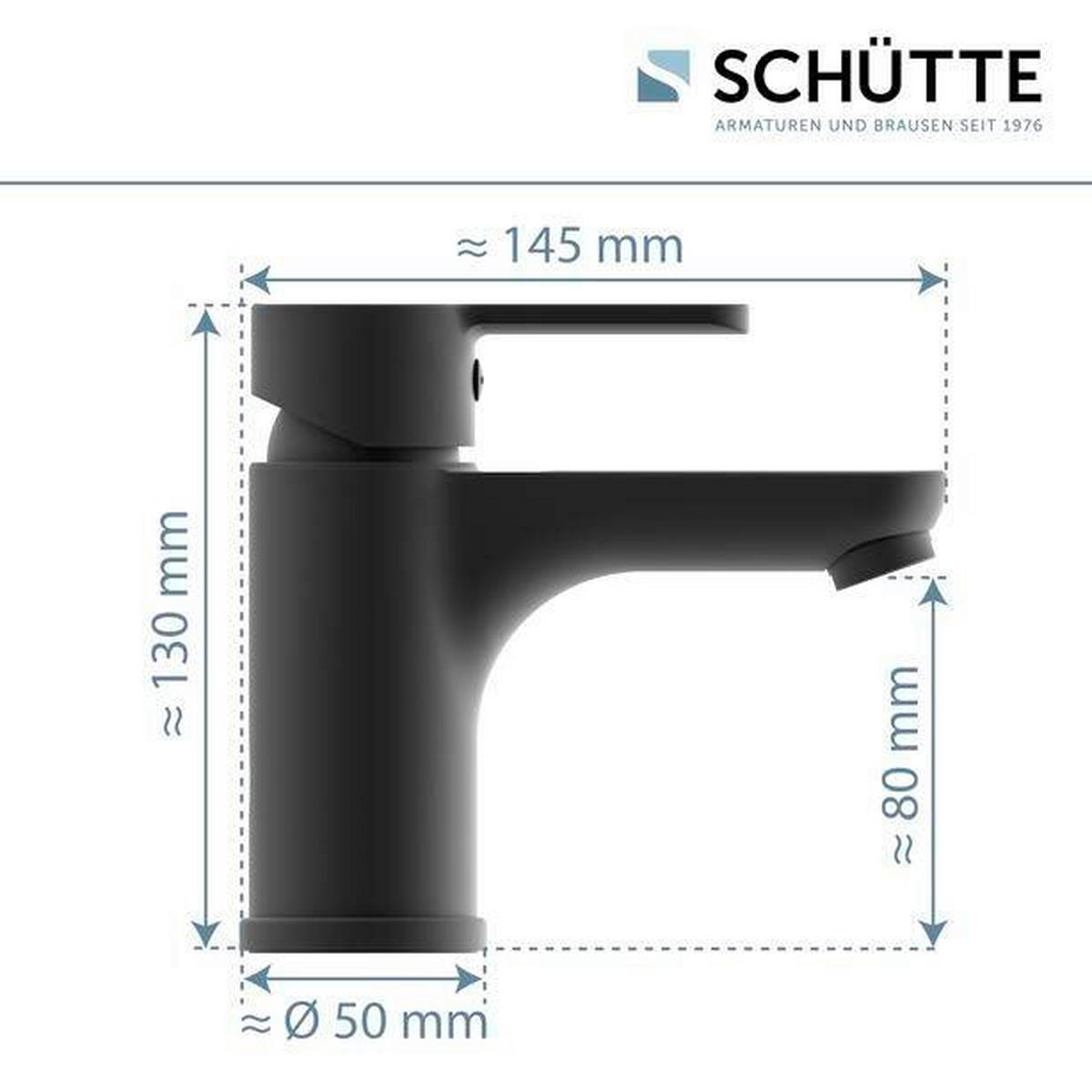 WASCHTISCHARMATUR 44106  - Schwarz, KONVENTIONELL, Metall (5,0/13,0/14,5cm) - Schütte