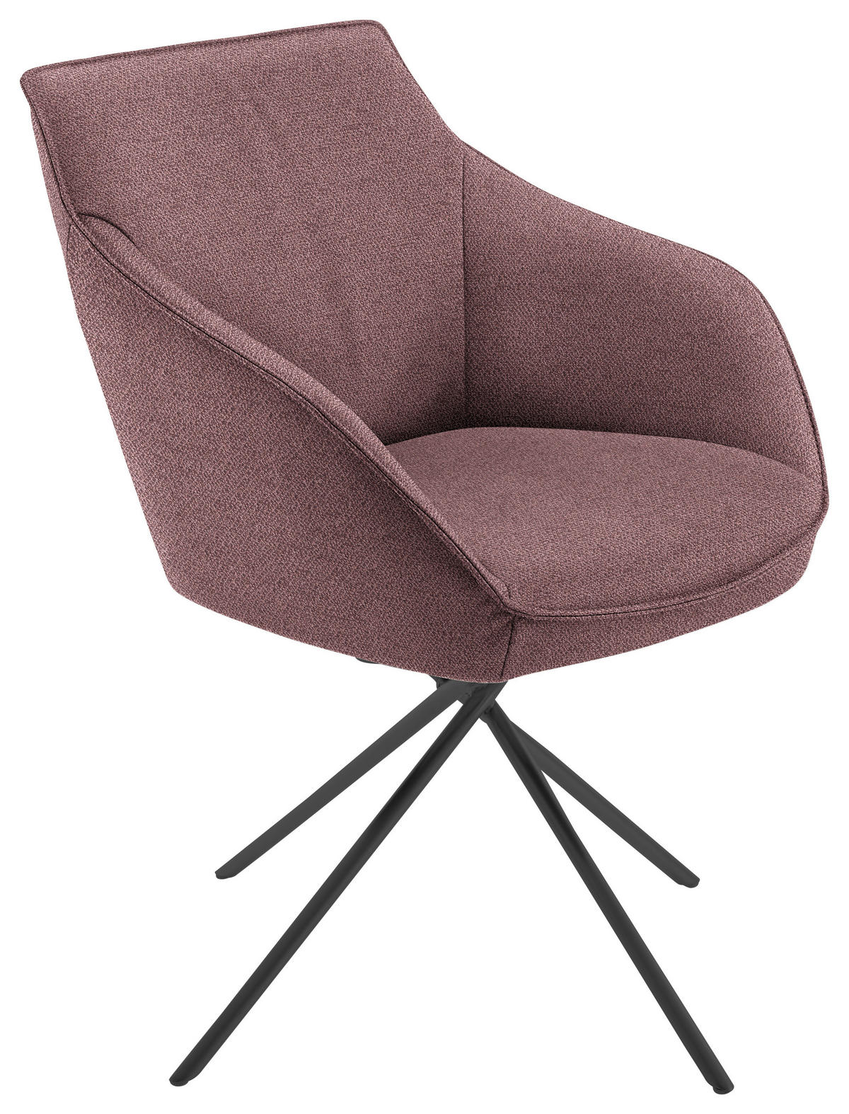 ARMLEHNSTUHL  Lederauswahl, Stoffauswahl, Typenauswahl, Gestellauswahl, automatische Rückholfunktion, Sitzfläche 320° drehbar Flachgewebe  - Schwarz/Altrosa, Design, Textil/Metall (60/84/67cm) - Koinor