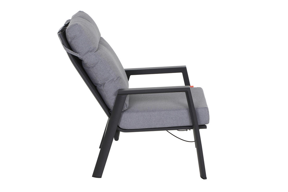 LOUNGESESSEL Anthrazit Aluminium  - Dunkelgrau/Anthrazit, Basics, Kunststoff/Textil (72,5/99/82,5cm) - Siena Garden