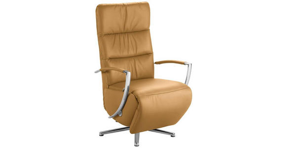 RELAXSESSEL in Leder Cognac  - Chromfarben/Cognac, Design, Leder/Metall (64/112/80cm) - Cantus