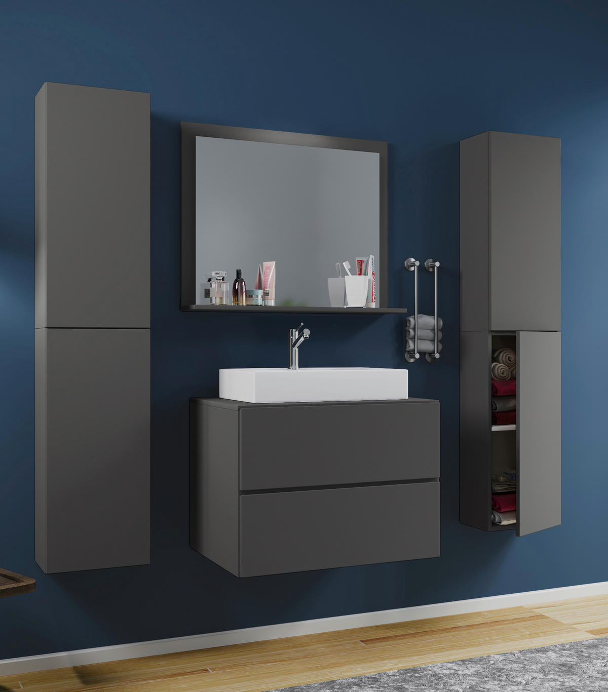 HOCHSCHRANK 32,6/150/21,7 cm  - Anthrazit, MODERN, Holzwerkstoff (32,6/150/21,7cm) - MID.YOU