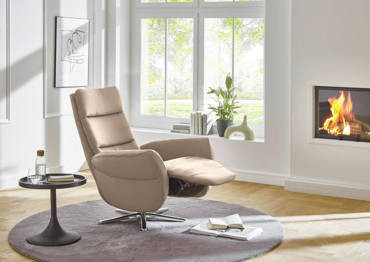 RELAXSESSEL in Textil Beige  - Chromfarben/Beige, Design, Textil/Metall (78/113/83cm) - Beldomo Speed