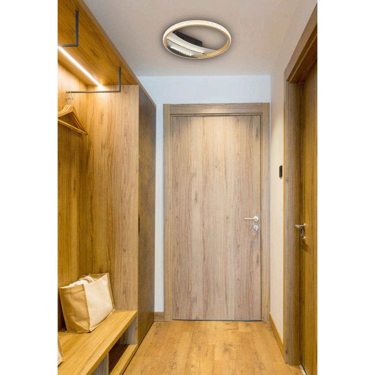 LED-DECKENLEUCHTE 29.5/6 cm   - Goldfarben/Schwarz, Design, Kunststoff/Metall (29.5/6cm) - Globo