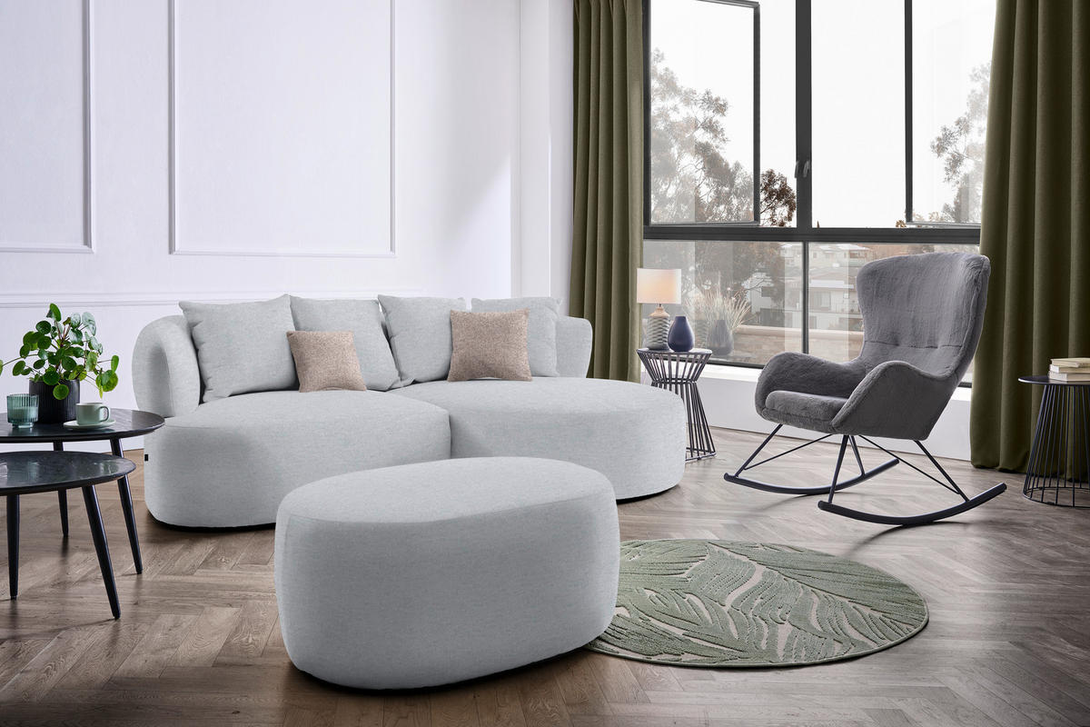 ECKSOFA in Flachgewebe Hellgrau  235/166 cm  - Hellbraun/Hellgrau, MODERN, Kunststoff/Textil (235/166cm) - Hom`in