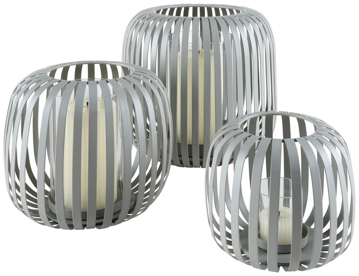 LJUSSTAKE  - ljusgrå, Design, metall/glas (22/17cm) - Ambia Home