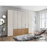 FALTTÜRENSCHRANK 250/236/58 cm 6-türig Champagner, Eiche Bianco  - Schieferfarben/Eiche Bianco, KONVENTIONELL, Glas/Holzwerkstoff (250/236/58cm) - Dieter Knoll