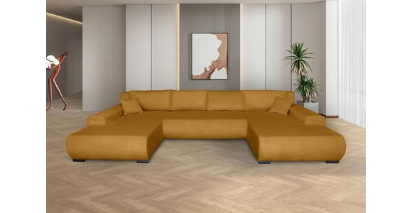 WOHNLANDSCHAFT  in Cord Currygelb  - Currygelb/Schwarz, KONVENTIONELL, Textil/Metall (191/351/191cm) - Carryhome