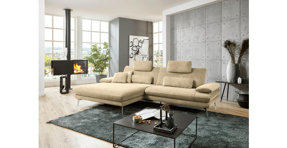 ECKSOFA in Velours Cappuccino 184/284 cm - Schwarz/Cappuccino, Design, Textil/Metall (184/284cm) - Dieter Knoll