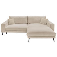 ECKSOFA Creme Webstoff  - Creme/Schwarz, KONVENTIONELL, Textil/Metall (269/195cm) - SetOne by Musterring