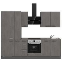 KÜCHENBLOCK 270 cm   in Schieferfarben  - Schieferfarben/Edelstahlfarben, MODERN, Holzwerkstoff/Metall (270cm) - Nobilia