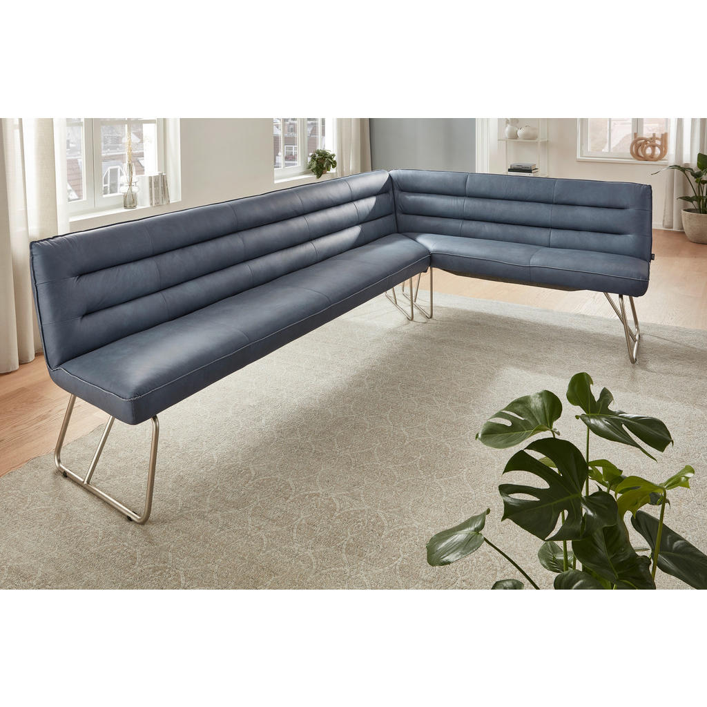 Thumbnail - Dieter Knoll Eckbank, Blaugrau, Metall, Leder, Echtleder, Nappaleder, 4-Sitzer, L-Form, nicht einzeln stellbar, Eckteil,...