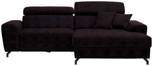 ECKSOFA Aubergine Velours  - Aubergine/Schwarz, Design, Textil/Metall (267/181cm) - Carryhome