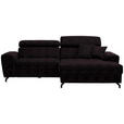 ECKSOFA in Velours Aubergine  - Aubergine/Schwarz, Design, Textil/Metall (267/181cm) - Carryhome